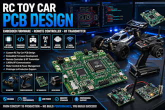 design rc toy car pcb, embedded firmware, remote controller and rf transmitter