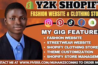 design y2k shopify website clothing brand streetwear website fashion website seo