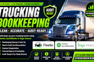 clean up trucking books using fleetio, quickbooks, sage intacct for fleet owner