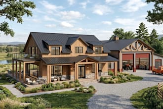 design custom barndominium and pole barn house plans with realistic 3d rendering