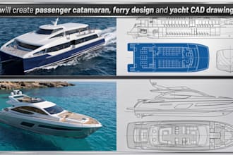 create passenger catamaran, ferry design and yacht cad drawings