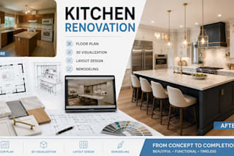 design kitchen renovations with floor plans, layouts and realistic 3d renders