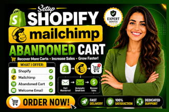 setup shopify mailchimp abandoned cart welcome email automation flow