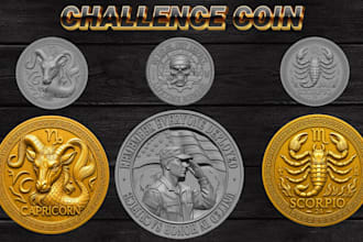 custom 3d challenge coin design command token coin badge medal military coin cad