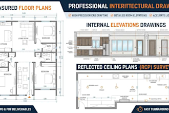 create internal elevations, measured floor plans and rcp survey drawings