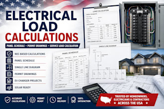 prepare electrical load calculations panel schedule and permit drawings