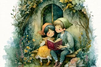 children story book illustration watercolor and picture book