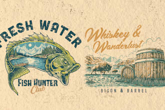 draw vintage badge logo design and retro emblem