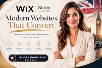 design or redesign your wix harmony website, wix studio business site