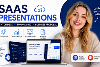 saas fundraising pitch deck, business proposal presentation, software deck