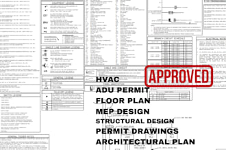 draw architectural permit drawings 2d floor plan house plans mep for city permit
