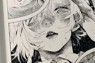 draw manga comic book, webtoon anime illustration for you