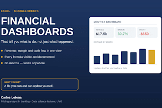 build a financial dashboard in excel or google sheets