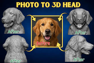 sculpt realistic photo to 3d head bust stl for 3d printing