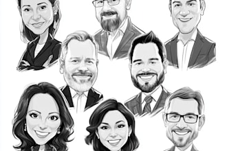 make a group cartoon caricature for a corporate or business
