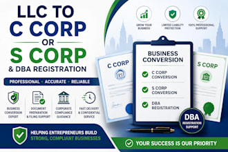 convert your llc to c corp or s corp and register your dba