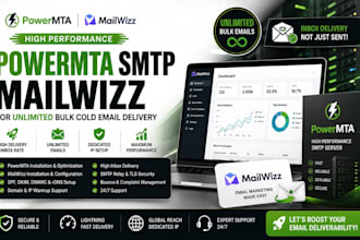 high performance powermta SMTP mailwizz for unlimited bulk cold email delivery