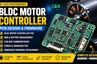 design bldc motor controller pcb, bms, can bus, stm32, foc and embedded firmware