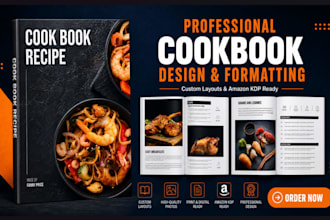 do cookbook formatting, recipe book formatting book layout design for amazon kdp