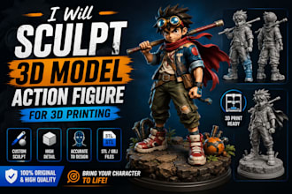 sculpt 3d model action figure for 3d printing