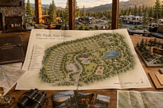 design rv park and campground site plans with roads, lots and amenities