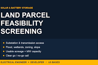 screen land parcels for solar or battery storage feasibility
