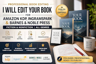 edit your book for amazon KDP, barnes and noble press and ingramspark and more