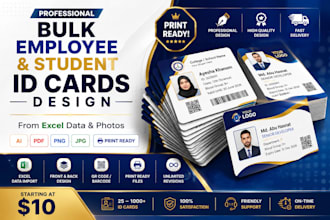 create print ready bulk employee and student id cards