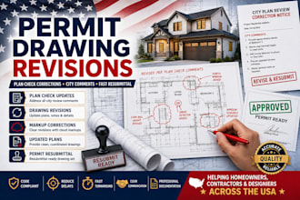 revise permit drawings after city plan check comments and corrections