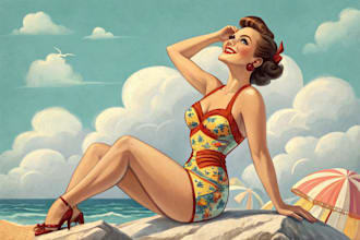 draw pin up girl and pin up girl illustration