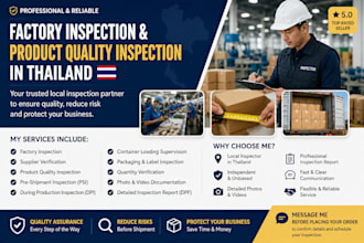 perform factory inspection and product quality inspection in thailand