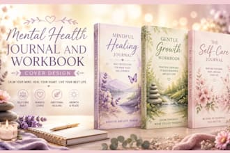 design a journal or workbook cover for mental health and wellness
