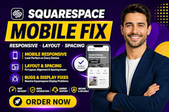fix squarespace mobile responsive, layout, spacing issues and website bugs