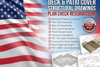 correct and prepare deck and patio cover structural drawings for plan check rsbm