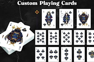 design custom playing cards, card deck, card illustration, board game, card back