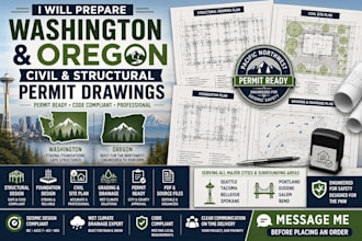prepare washington and oregon civil structural permit drawings