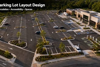 design parking lot layouts with spaces, circulation and accessibility