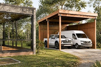 design a custom modern wood cabin, tiny house, or glamping