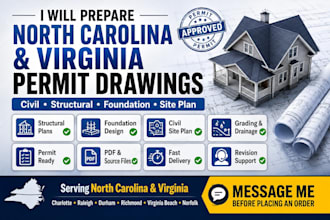 prepare north carolina and virginia civil structural permit drawings