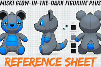 design a custom plush reference sheet for toys and mascots
