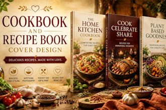 design a cookbook or recipe book cover with appetizing style