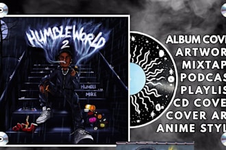 design anime album cover art ep single rap rock rnb hiphop in retro, lofi style