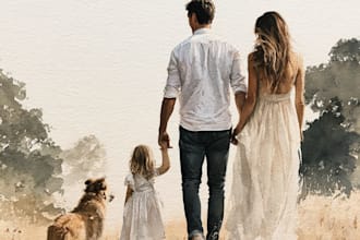 create a watercolor family portrait