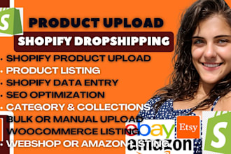 upload shopify product listing,shopify dropshipping,woocommerce,webshop,csv, seo