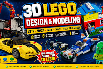 create custom lego moc, lego technic, car, bike, houses moc, with instructions