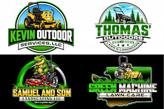 design landscape lawn care mowing, gardening, excavator, agriculture logo