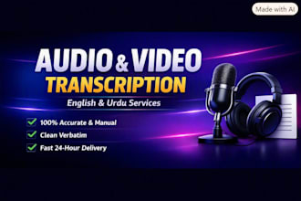 do accurate audio video transcription and english urdu voice over