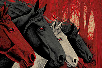 draw a vintage art illustration with linocut style