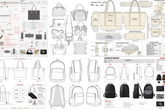 design a fashion handbag, purse, backpack, duffle bag, luggage with a tech pack