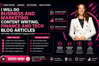 do business and marketing content writing, finance and tech blog articles